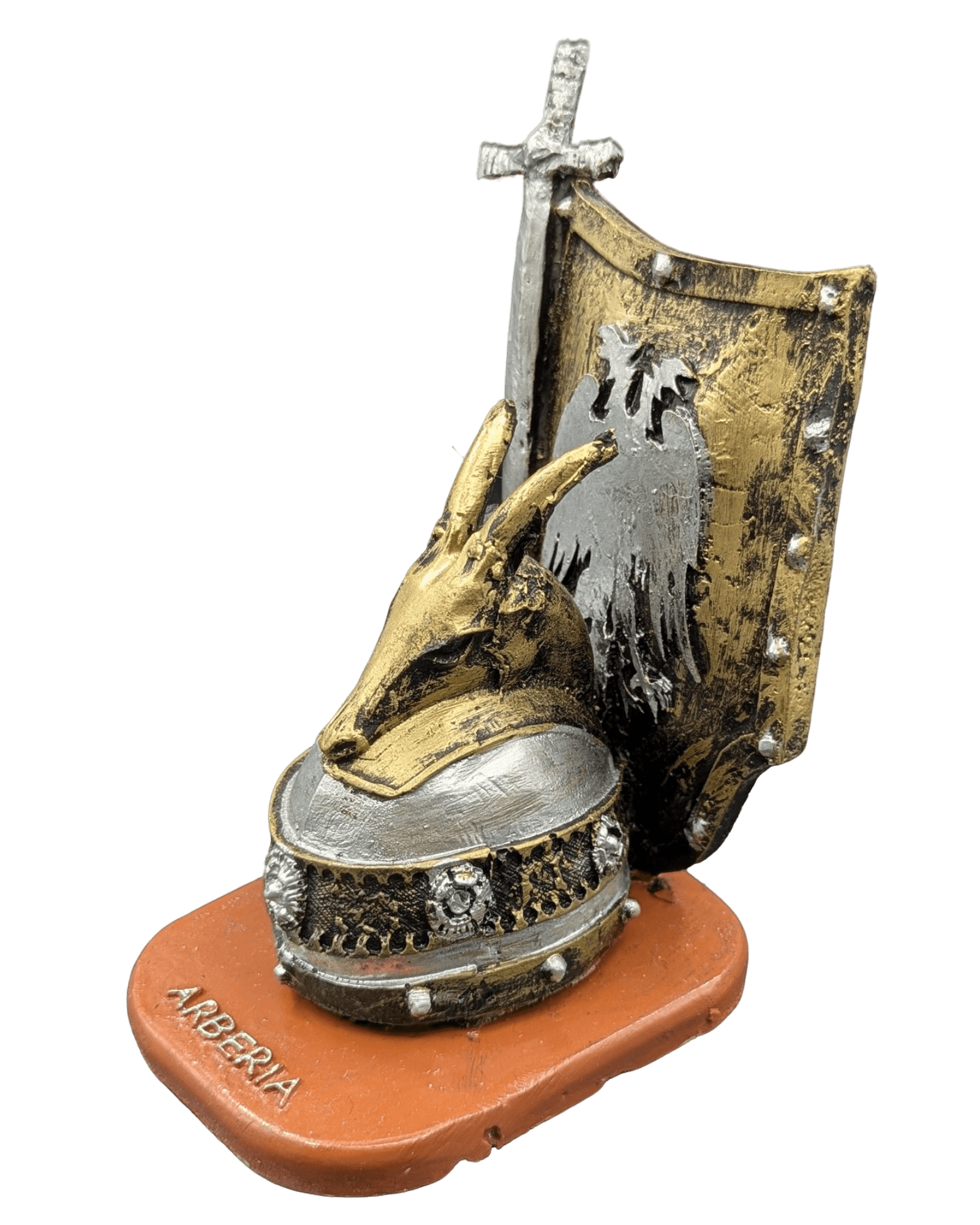 Made in Albania Buste Gold Helm, Schild & Schwert - Skanderbeg Dekoration